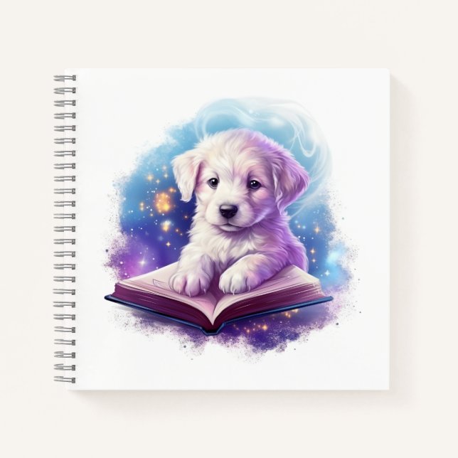 Cuaderno Perro cachorro lindo leyendo a dueño de un Mascota (Anverso)