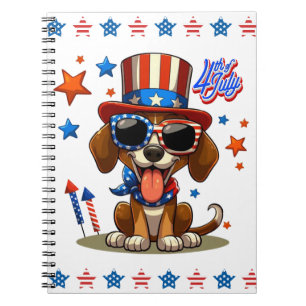 Cuaderno Perro/cachorro lindo, patriótico, 4 de julio