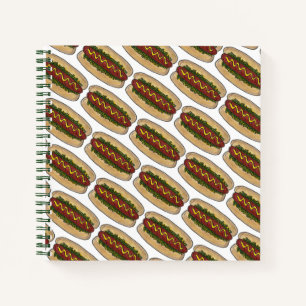 Cuaderno Perro caliente con mostaza y comida rápida Hotdog