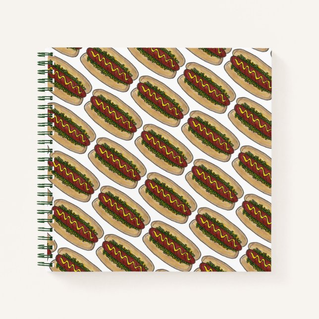 Cuaderno Perro caliente con mostaza y comida rápida Hotdog  (Anverso)