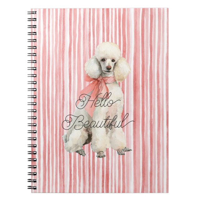 Cuaderno Perro Caniche Blanco Hola Hermoso (Frente)