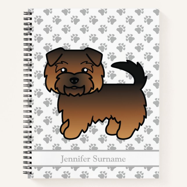 Cuaderno Perro Cartoon Norfolk Terrier Grizzle & Texto (Anverso)
