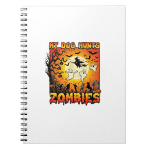 Cuaderno Perro Caza Zombies Halloween Fantasmas Bruja Luna