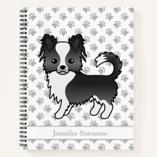 Cuaderno Perro Chihuahua de Abrigo Largo Blanco y Negro & T