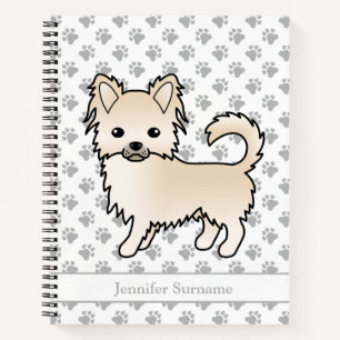 Cuaderno Perro Chihuahua de Abrigo Largo Crema y Texto Pers