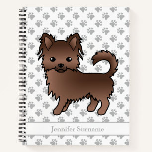 Cuaderno Perro Chihuahua de Abrigo Largo de Chocolate y Tex