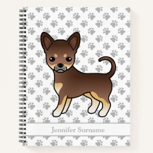 Cuaderno Perro Chihuahua de Pelaje Liso de Chocolate y Cane