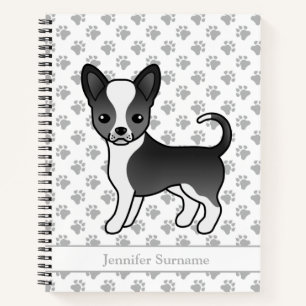 Cuaderno Perro Chihuahua de Pelo Liso Blanco y Negro & Text