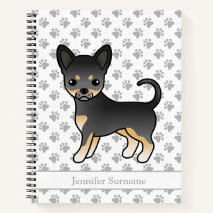 Cuaderno Perro Chihuahua de Pelo Liso Negro y Canela & Text