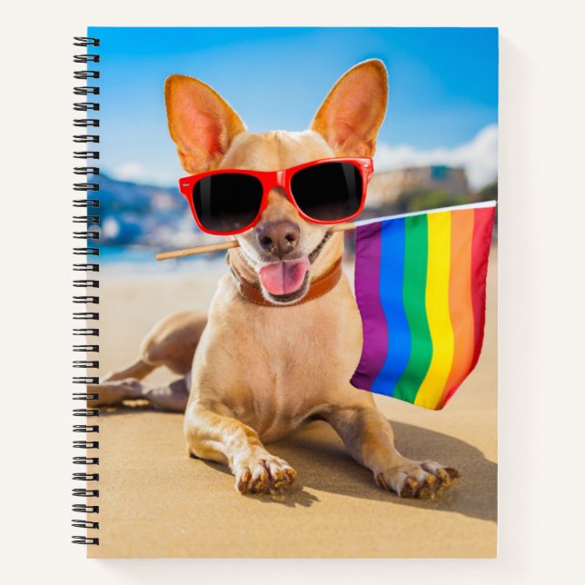 Cuaderno Perro Chihuahua en la playa (Anverso)