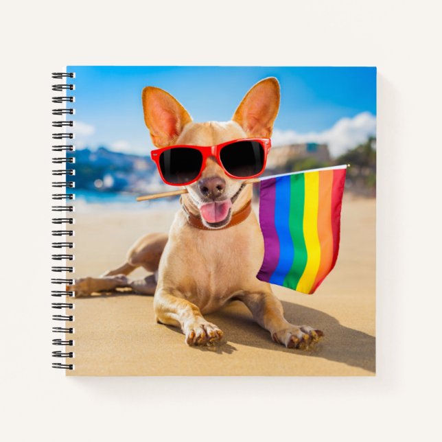Cuaderno Perro Chihuahua en la playa (Anverso)