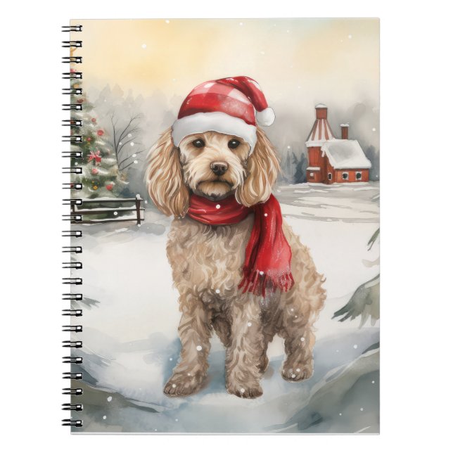 Cuaderno Perro Cockapoo en Navidades de nieve (Frente)