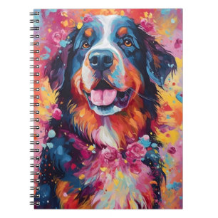 Cuaderno Perro colorido de la montaña Bernese