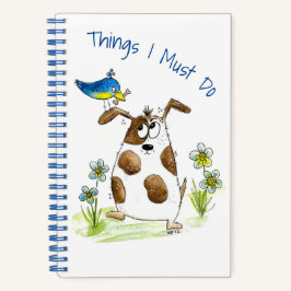 Cuaderno Perro con pájaro de aspecto caprichoso