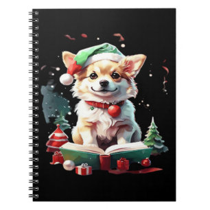 Cuaderno Perro con sombrero de Navidad con libros - Un rega