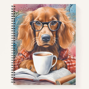 Cuaderno Perro con una taza de chocolate caliente