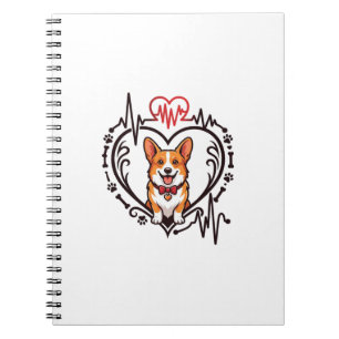 Cuaderno Perro Corgi Corazón Latido Ekg Corbata Patas