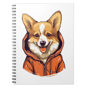 Cuaderno Perro Corgi gracioso que lleva Hoodie