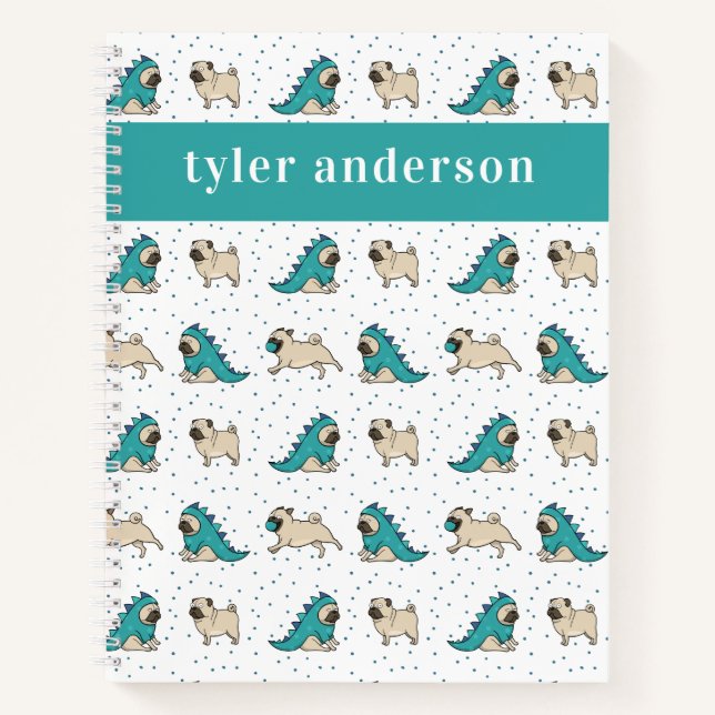 Cuaderno Perro Cute Pug Personalizado (Anverso)