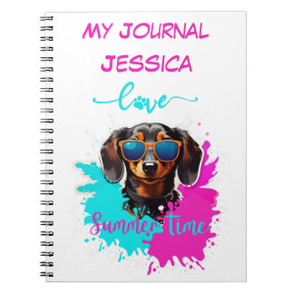 Cuaderno Perro Dachshund azul rosado