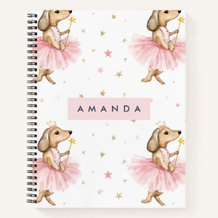 Cuaderno Perro Dachshund, mágico y personalizado en rosa