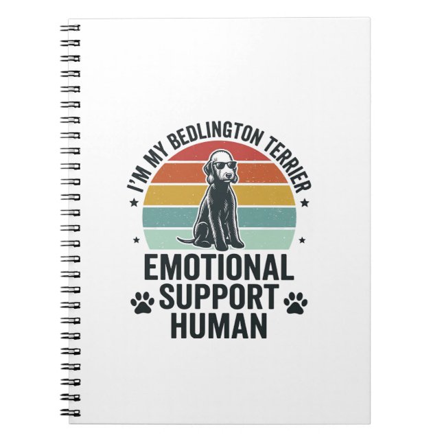 Cuaderno Perro de apoyo emocional Bedlington Terrier Vintag (Frente)