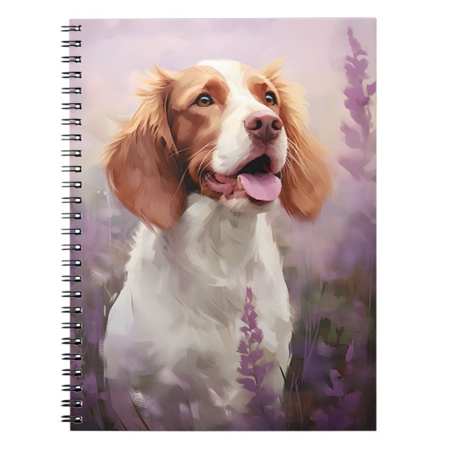 Cuaderno Perro de Bretaña en el campo Lavender (Frente)