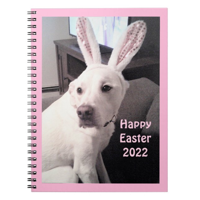 Cuaderno Perro de Cachorro Blanco Con Orejas De Conejo De P (Frente)