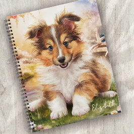 Cuaderno Perro de cachorro con leche desconchada personaliz