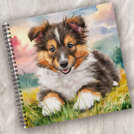 Cuaderno Perro de cachorro con leche desconchada personaliz