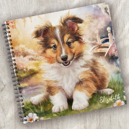 Cuaderno Perro de cachorro con leche desconchada personaliz