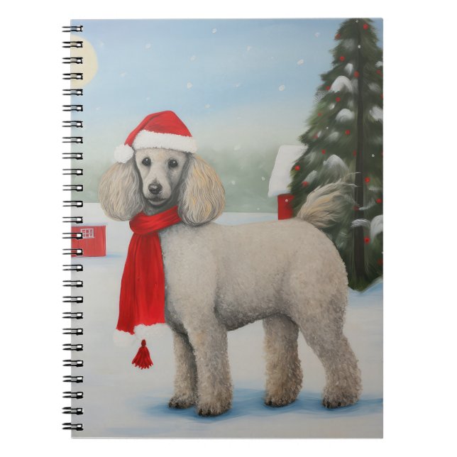 Cuaderno Perro de caniche en Navidades de nieve (Frente)