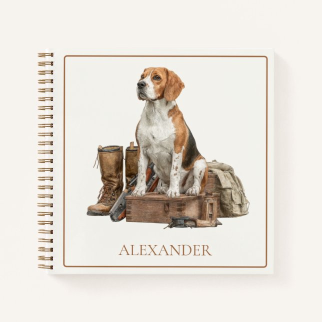 Cuaderno Perro de caza de estilo vintage acuarela (Anverso)