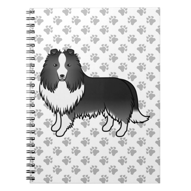 Cuaderno Perro de dibujos animados Bi-Black Shetland Sheepd (Frente)