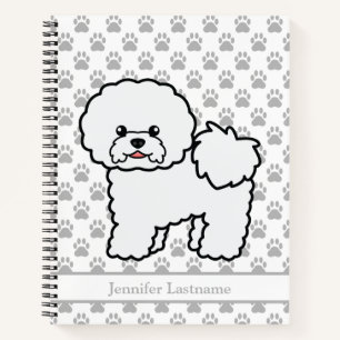 Cuaderno Perro de dibujos animados Bichon Frise lindo con t