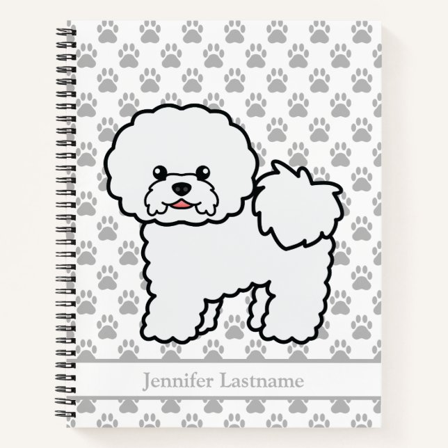 Cuaderno Perro de dibujos animados Bichon Frise lindo con t (Anverso)