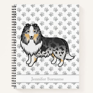 Cuaderno Perro de dibujos animados Blue Merle Shetland Shee