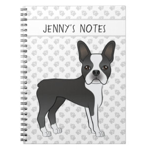 Cuaderno Perro De Dibujos Animados Boston Terrier Blanco Y