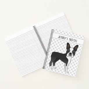 Cuaderno Perro De Dibujos Animados Boston Terrier Blanco Y
