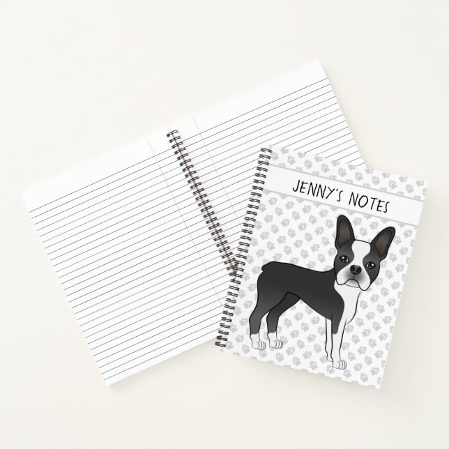 Cuaderno Perro De Dibujos Animados Boston Terrier Blanco Y  (Interior)