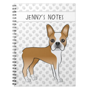 Cuaderno Perro de dibujos animados Boston Terrier cervato c