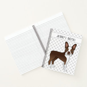 Cuaderno Perro de dibujos animados Boston Terrier marrón y