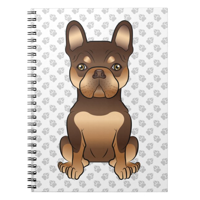 Cuaderno Perro De Dibujos Animados De Bulldog Francés Marró (Frente)