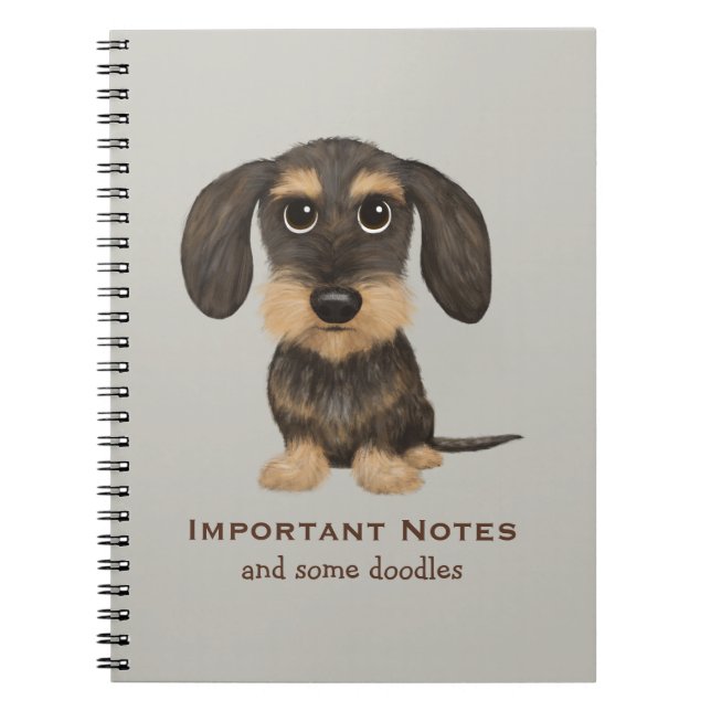 Cuaderno Perro de dibujos animados de Dachshund con cable (Frente)