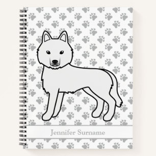 Cuaderno Perro de dibujos animados Husky Siberiano Blanco &