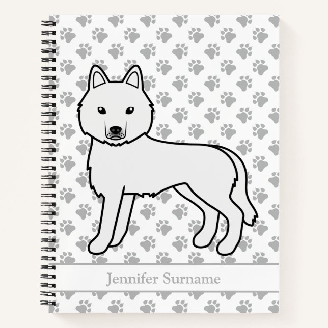 Cuaderno Perro de dibujos animados Husky Siberiano Blanco & (Anverso)