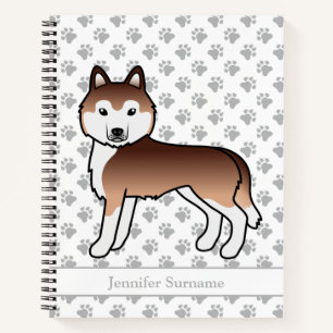 Cuaderno Perro de dibujos animados Husky siberiano de cobre