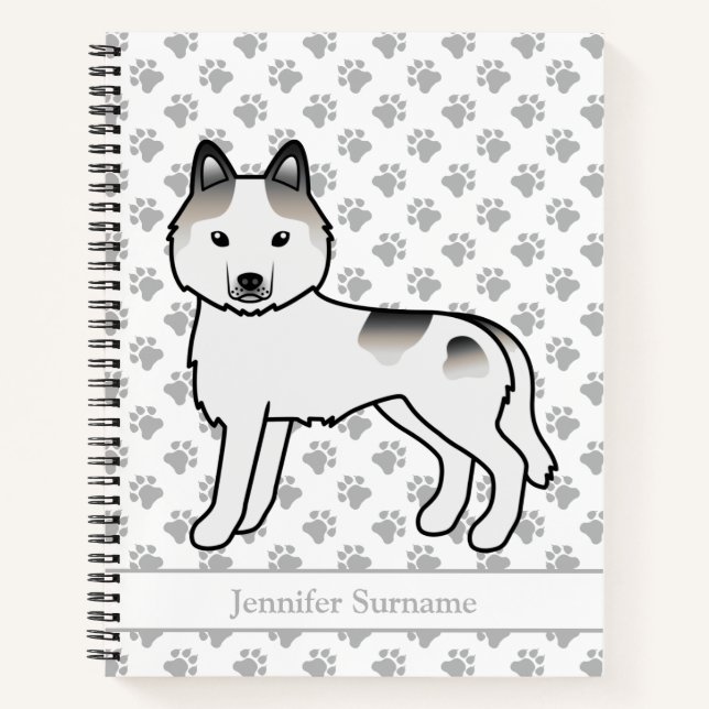 Cuaderno Perro De Dibujos Animados Husky Siberiano Piebald  (Anverso)
