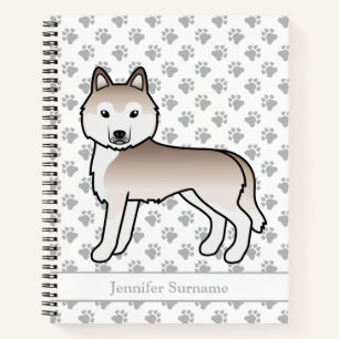 Cuaderno Perro de dibujos animados Husky siberiano rojo cla
