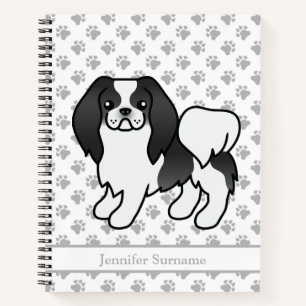 Cuaderno Perro de dibujos animados japonés Chin blanco y ne